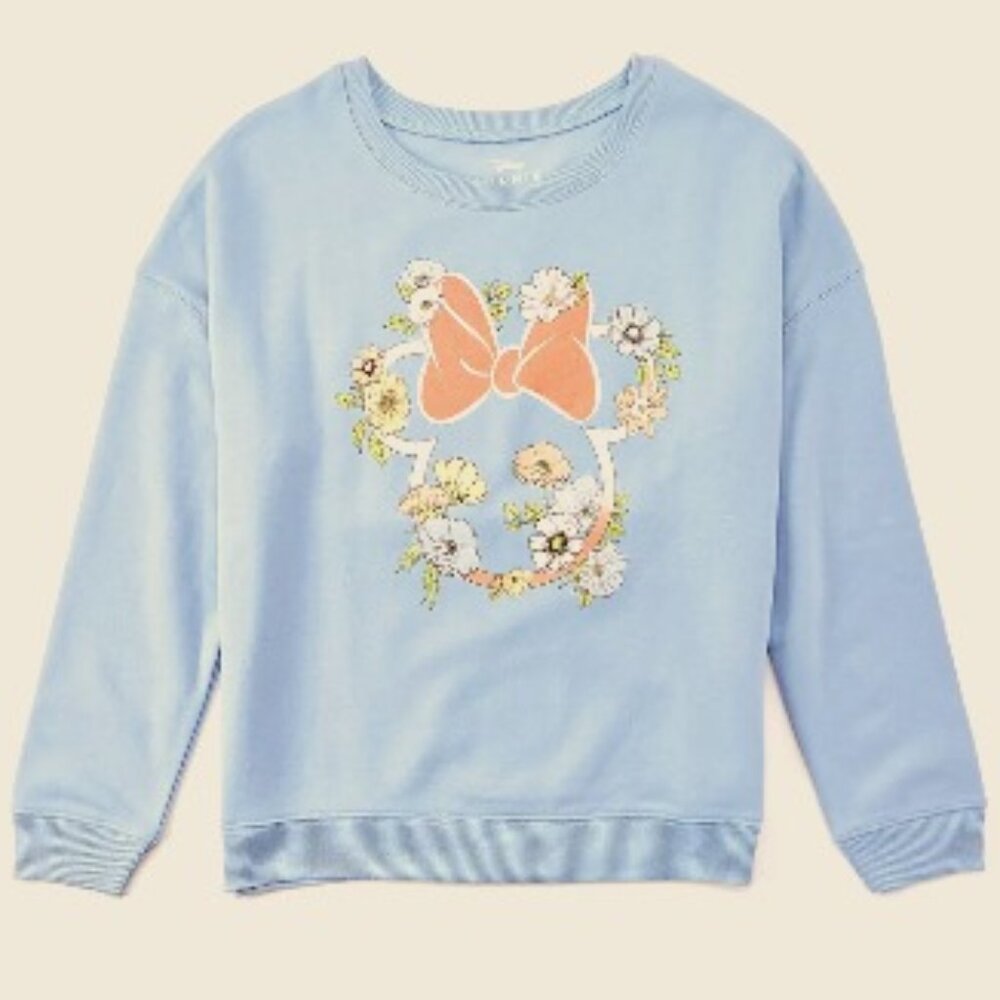 BNWT Disney Minnie Mouse floral Crewneck Sweatshirt (M) in Dusty Blue